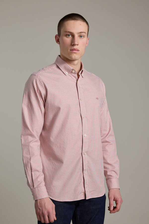 Barkers Courtland Check Shirt in pink check, classic fit, additional view