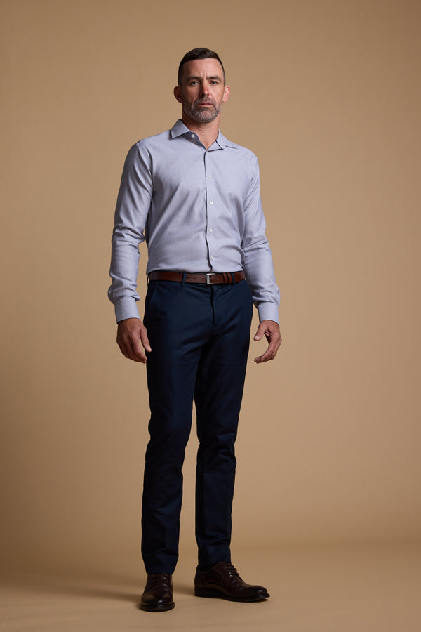 Barkers Eaton Jacquard Business Shirt in navy/white, tailored fit, additional view