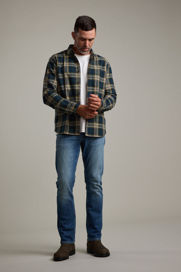 Barkers Brennan Check Overshirt in navy, cotton, additional view