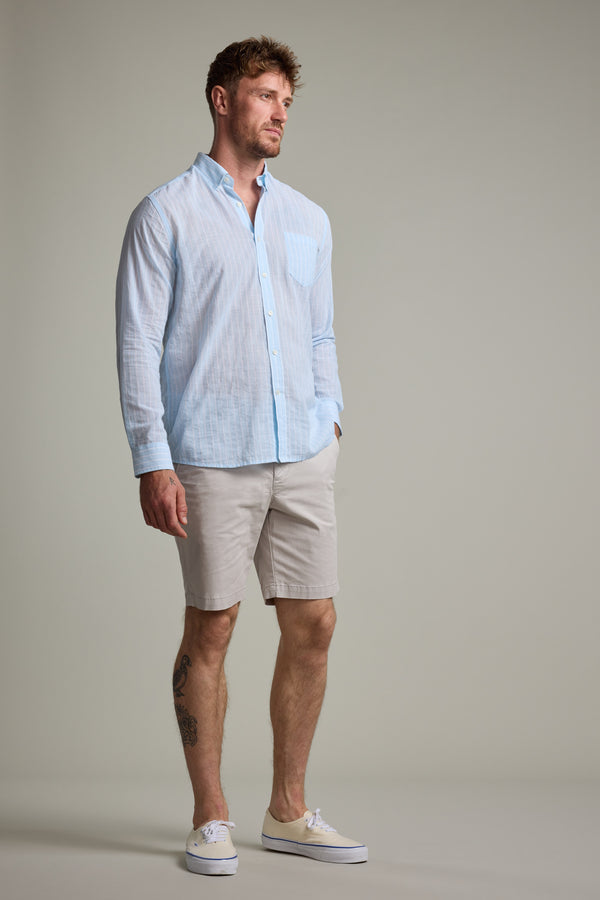 Barkers Russell Stripe Shirt in blue/white, classic fit, additional view
