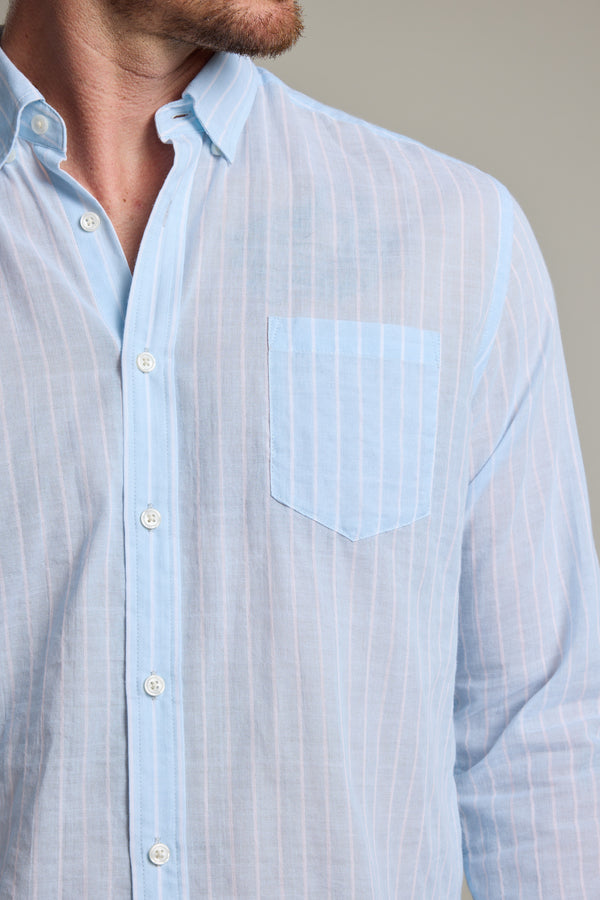 Barkers Russell Stripe Shirt in blue/white, classic fit, additional view