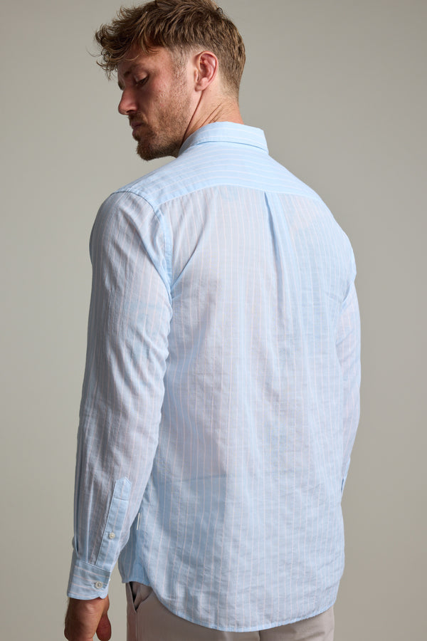 Barkers Russell Stripe Shirt in blue/white, classic fit, additional view