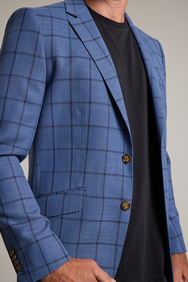 Barkers Flume Check Blazer in blue check, wool, additional view