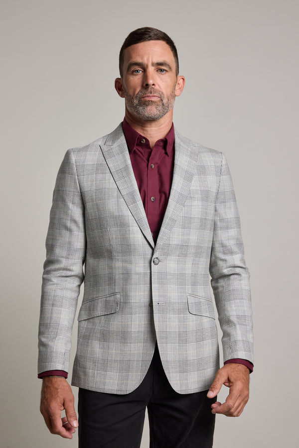 Barkers Remsen Check Blazer in grey check, wool, additional view