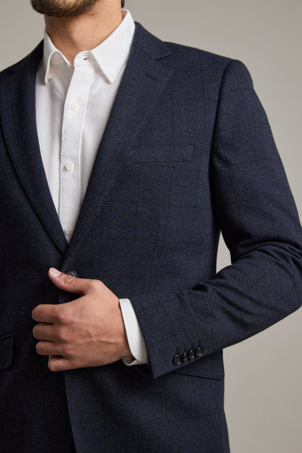 Barkers Risca Check Knit Blazer in navy check