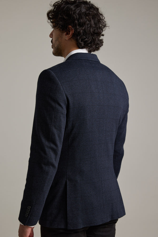 Barkers Risca Check Knit Blazer in navy check, additional view
