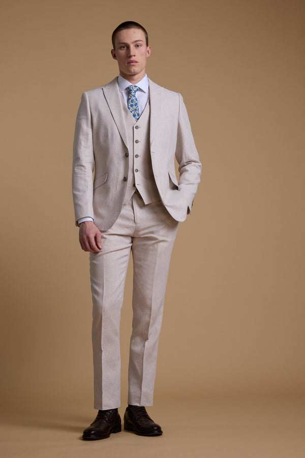 Barkers Somerton Linen Blazer in stone, tailored fit, additional view