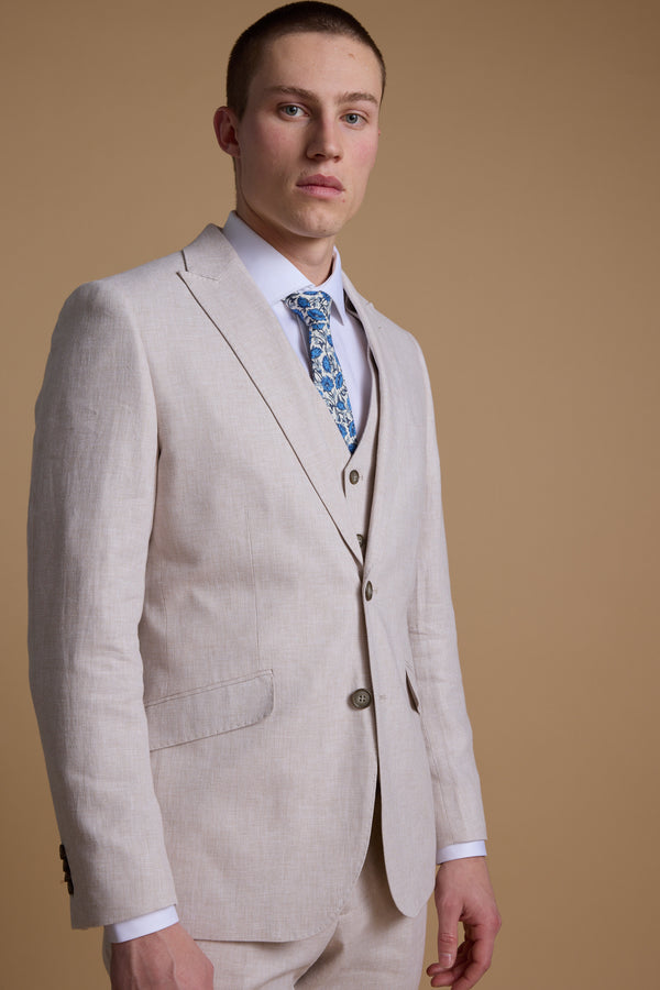 Barkers Somerton Linen Blazer in stone, tailored fit, additional view