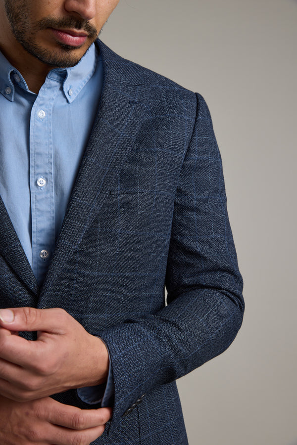 Barkers Henson Check Blazer in navy check, additional view