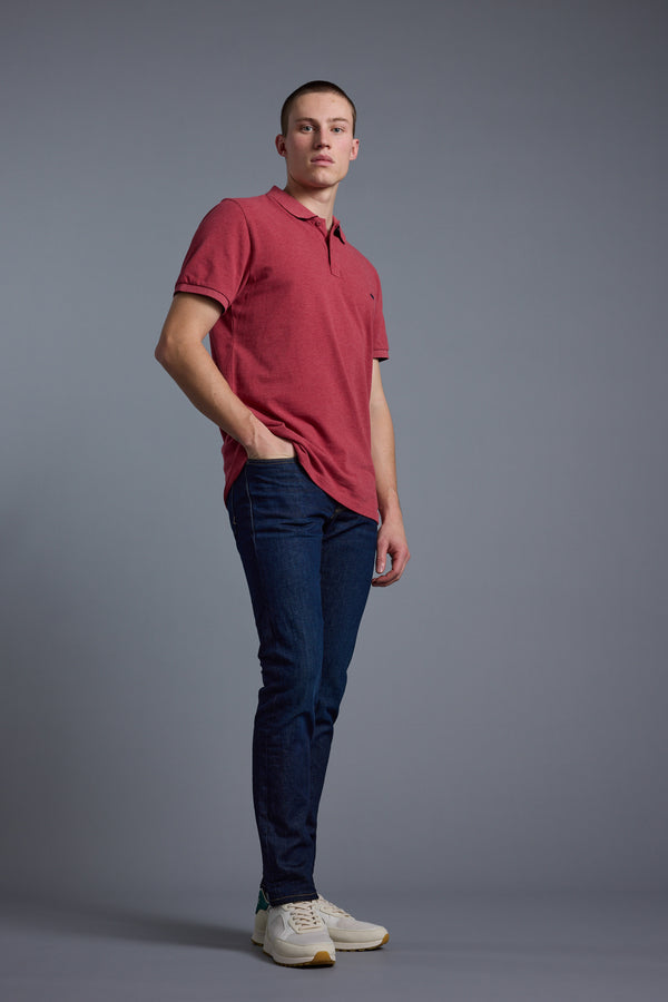 Barkers Regent Pique Polo in berry marl, regular fit, additional view