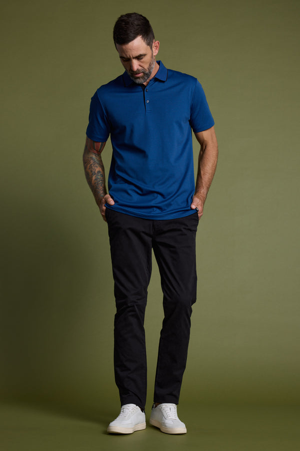 Barkers Flynn Mercerised Stripe Polo in navy, additional view