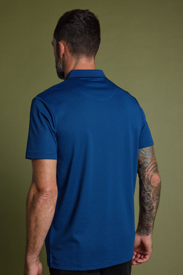 Barkers Flynn Mercerised Stripe Polo in navy, additional view