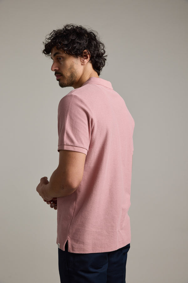 Barkers Winfield Textured Polo in dusty rose, additional view