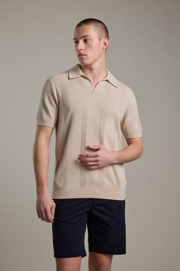 Barkers Milwood Knit Polo in oatmeal, cotton, additional view