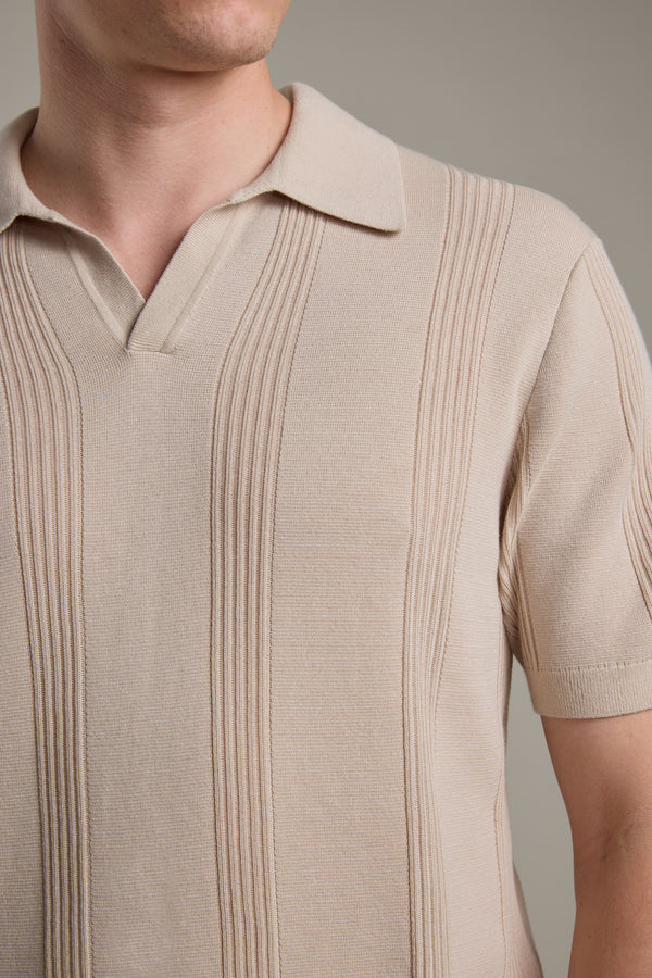 Barkers Milwood Knit Polo in oatmeal, cotton, additional view