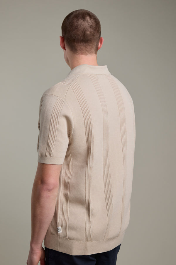 Barkers Milwood Knit Polo in oatmeal, cotton, additional view