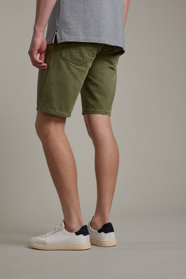 Barkers Rover Coloured Denim Short in olive, relaxed fit, additional view