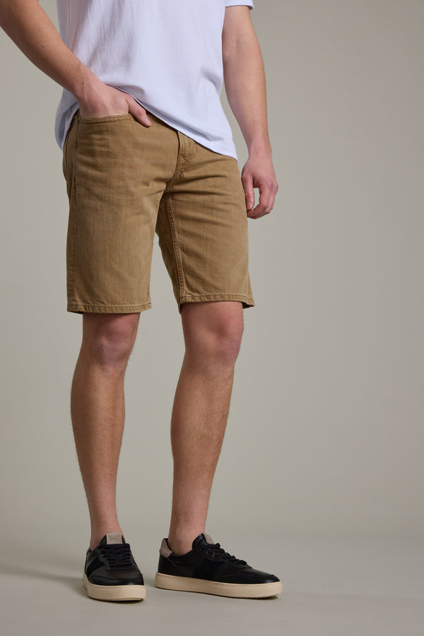 Barkers Rover Coloured Denim Short in taupe, relaxed fit, alternate view