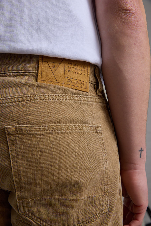 Barkers Rover Coloured Denim Short in taupe, relaxed fit, additional view