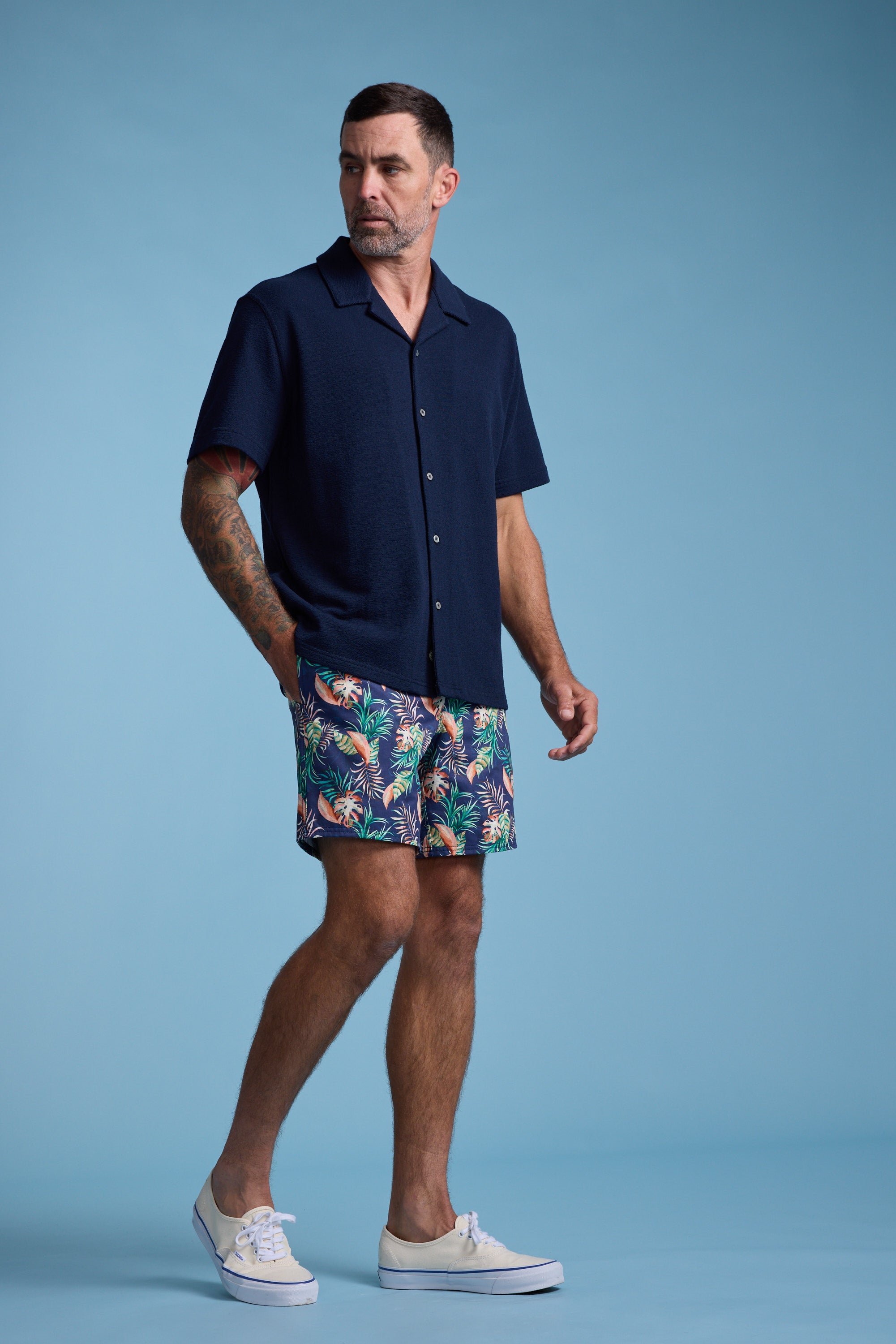 Barkers Foliage Print Volley in navy