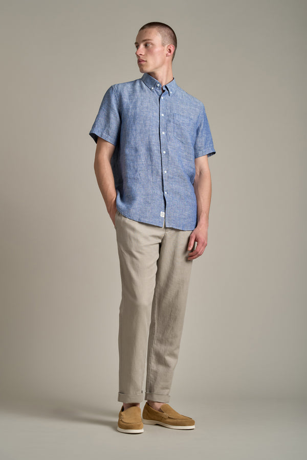 Barkers Gentry Linen Shirt in denim, classic fit, additional view