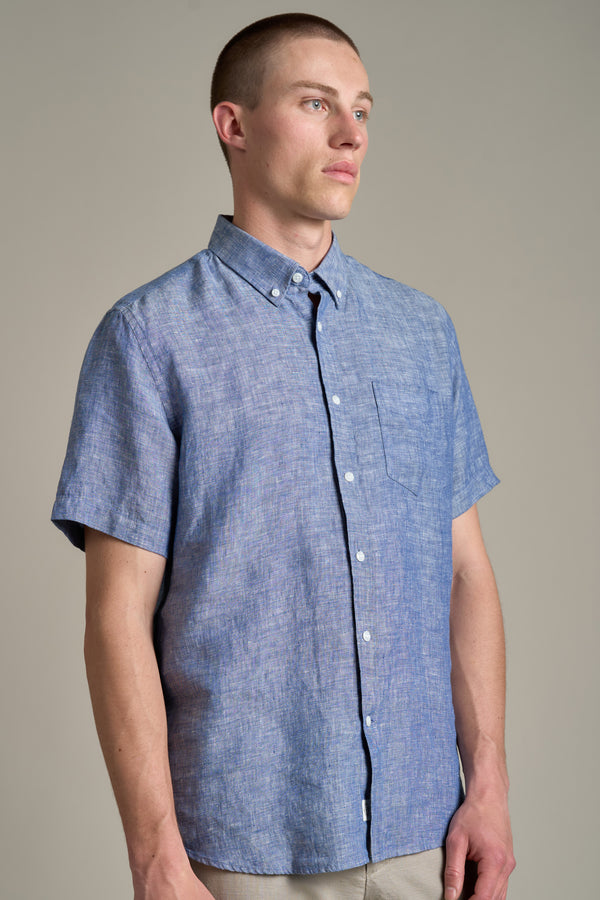 Barkers Gentry Linen Shirt in denim, classic fit, additional view