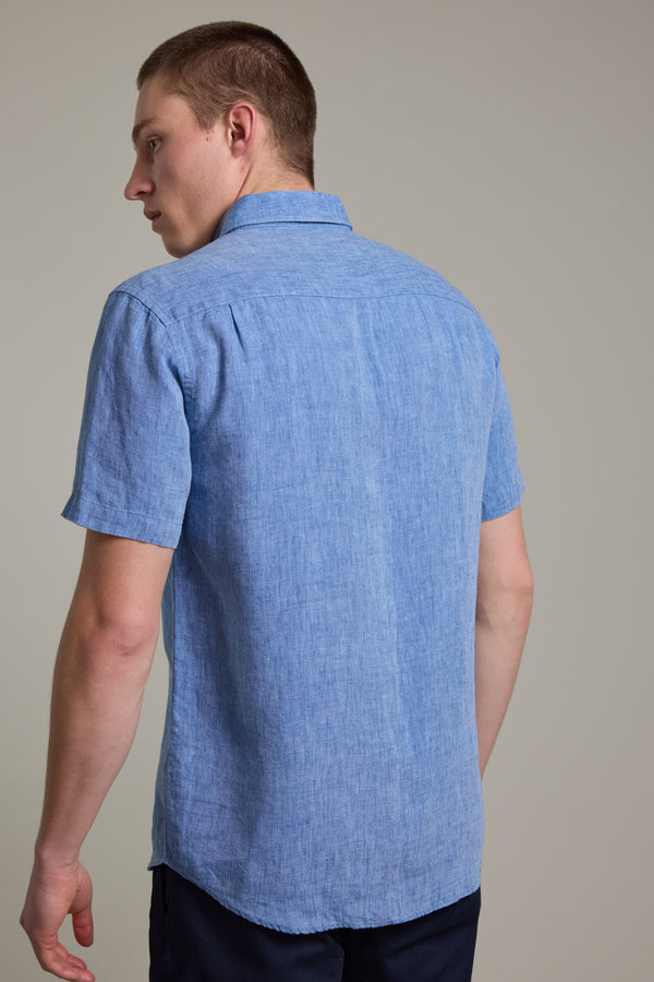Barkers Gentry Linen Shirt in blue marl, additional view