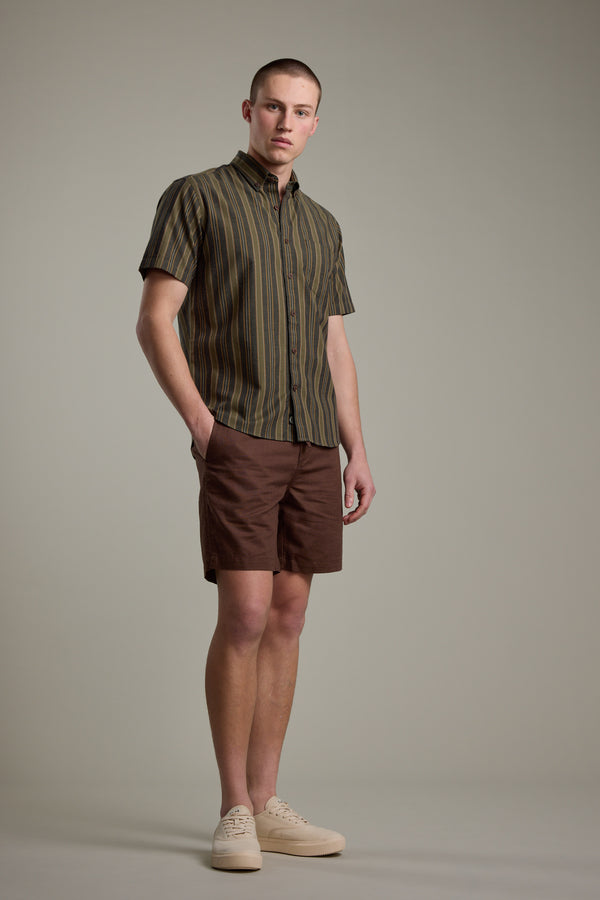 Barkers Houston Stripe Shirt in khaki, classic fit, additional view