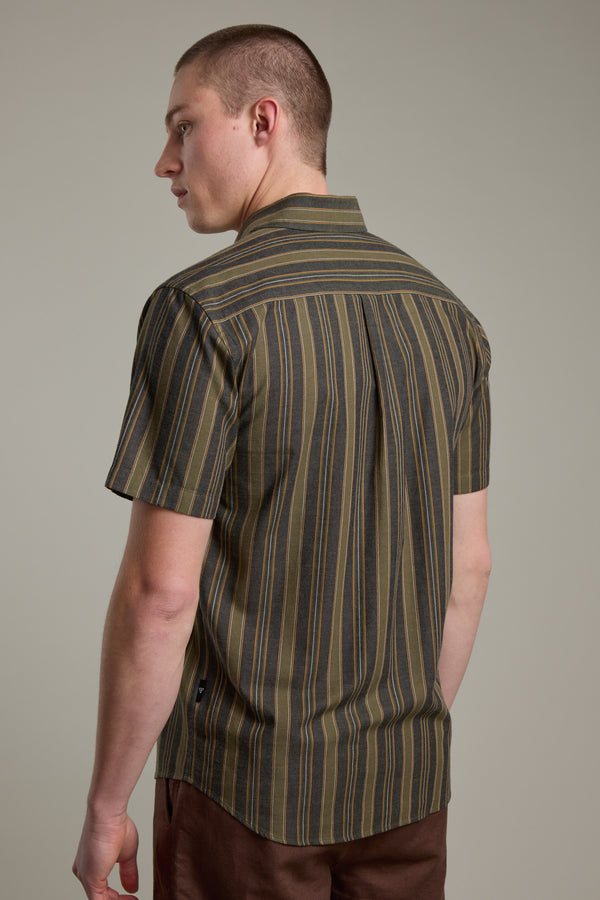 Barkers Houston Stripe Shirt in khaki, classic fit, additional view