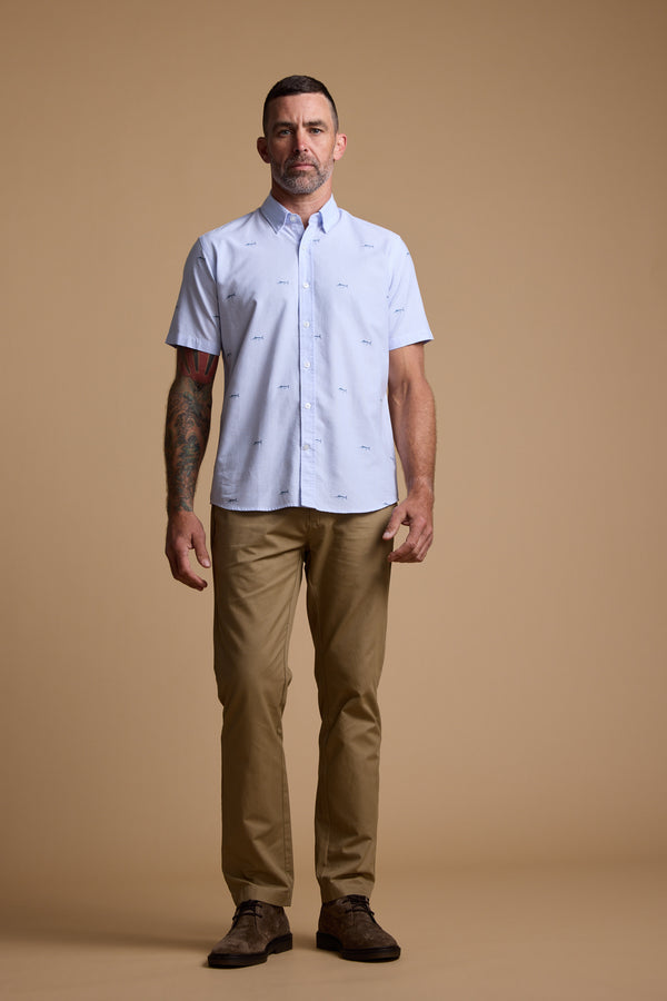 Barkers Marlin Stripe Shirt in blue/white, classic fit, alternate view