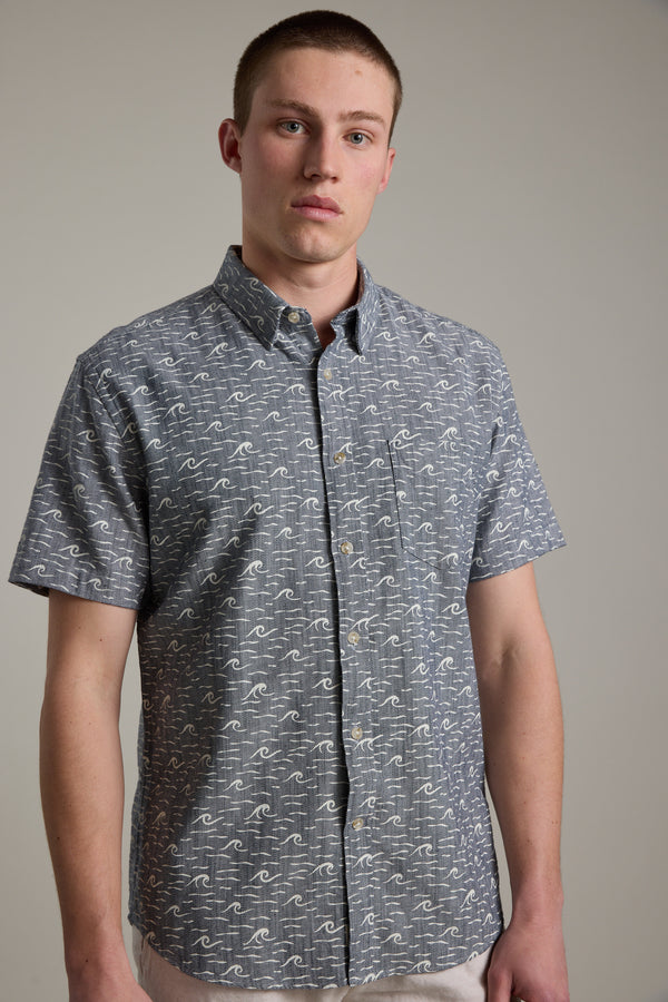 Barkers Shelby Print Shirt in navy, cotton, additional view