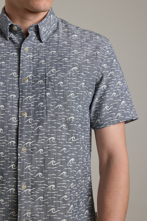 Barkers Shelby Print Shirt in navy, cotton, alternate view
