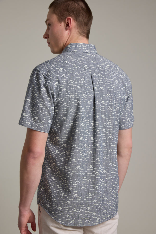Barkers Shelby Print Shirt in navy, cotton, additional view