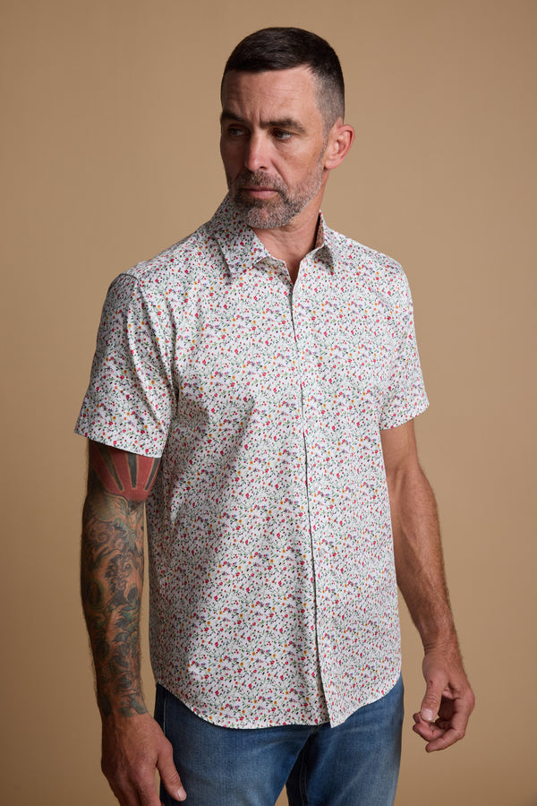 Barkers Wade Print Shirt in white, cotton, additional view
