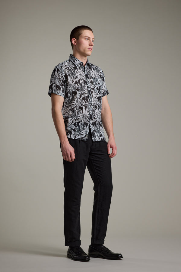 Barkers Madison Print Shirt in black/white, classic fit, alternate view