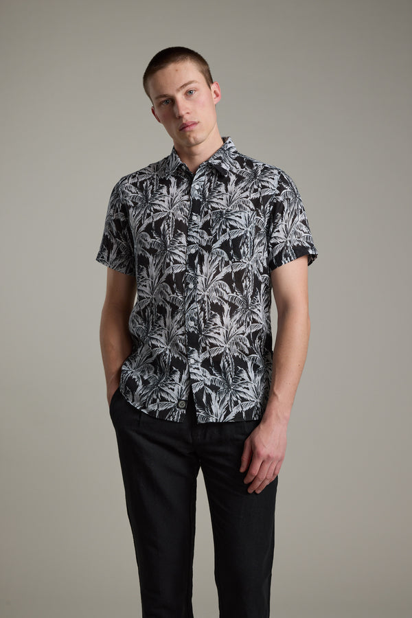 Barkers Madison Print Shirt in black/white, classic fit, additional view