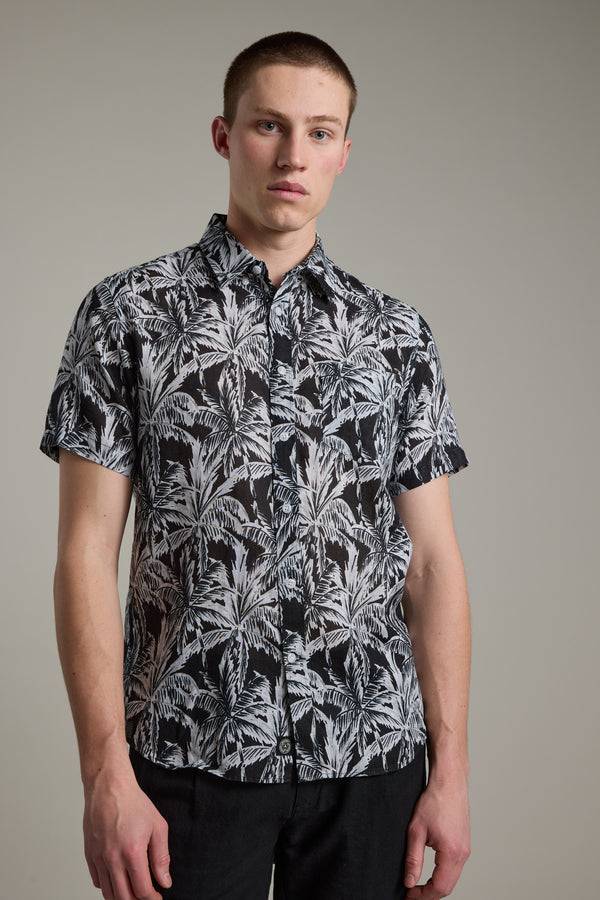 Barkers Madison Print Shirt in black/white, classic fit, additional view