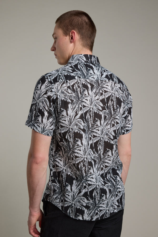 Barkers Madison Print Shirt in black/white, classic fit, additional view