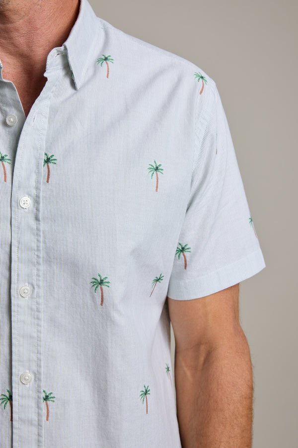 Barkers Palm Stripe Shirt in green/white, additional view