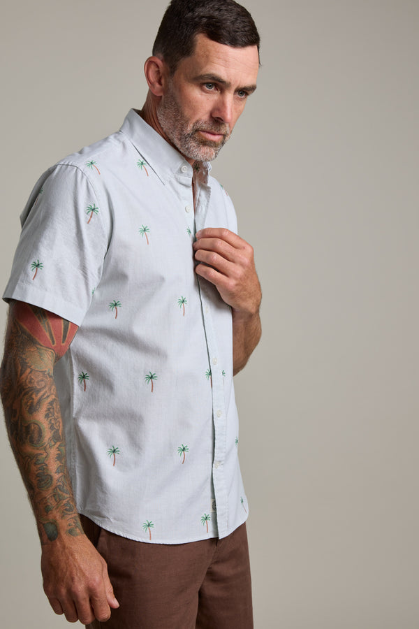 Barkers Palm Stripe Shirt in green/white, additional view