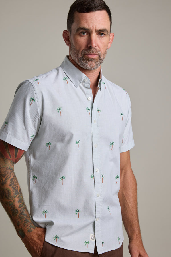 Barkers Palm Stripe Shirt in green/white
