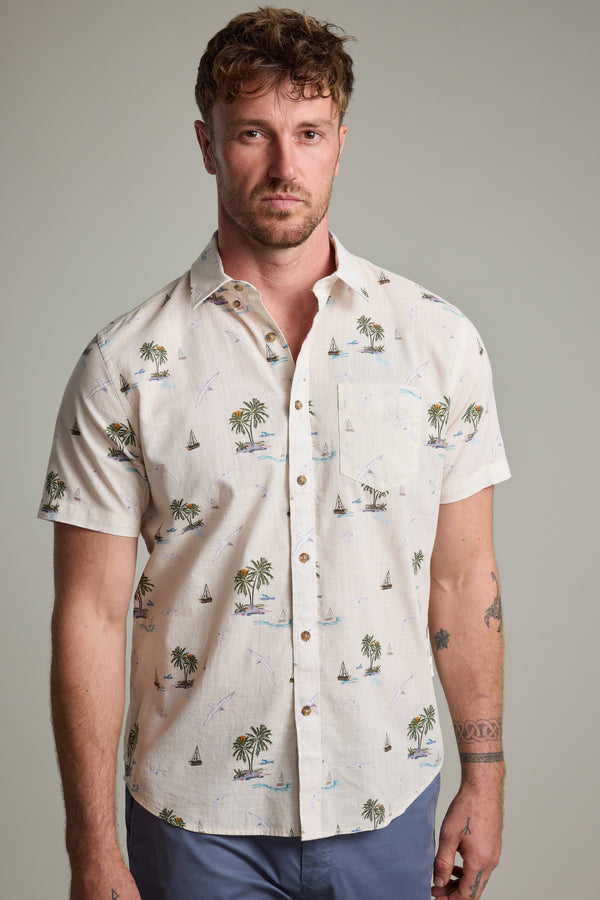 Barkers Island Print Shirt in natural