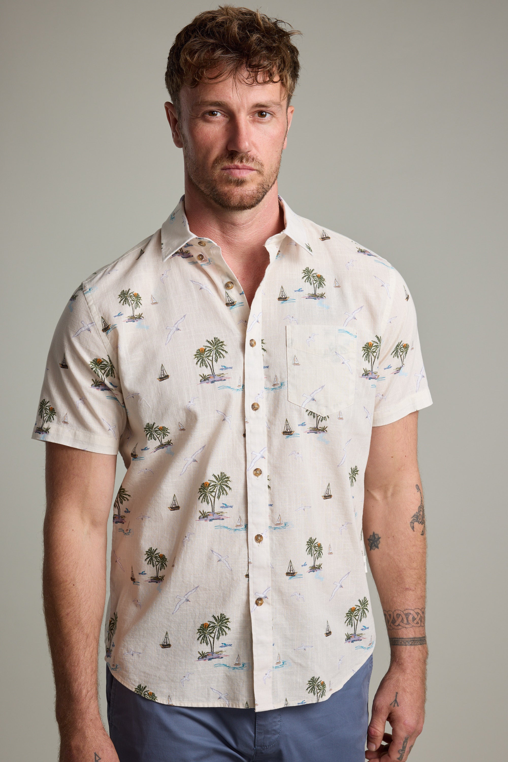 Barkers Island Print Shirt in natural
