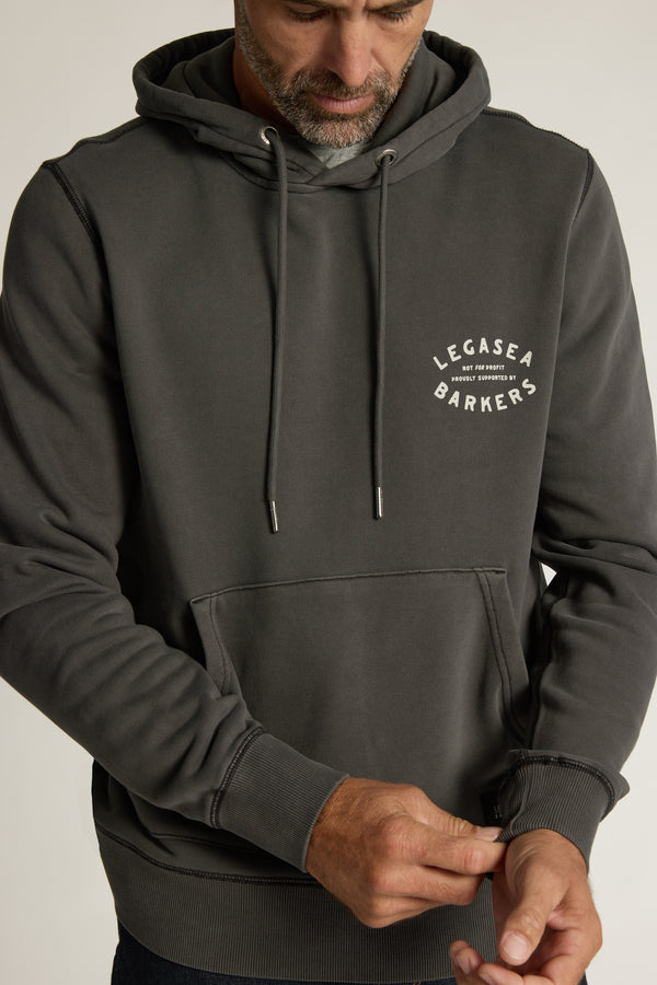 Legasea Supporter Hoodie in washed black, relaxed fit, additional view