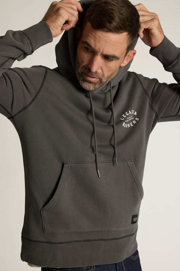 Legasea Supporter Hoodie in washed black, relaxed fit, additional view