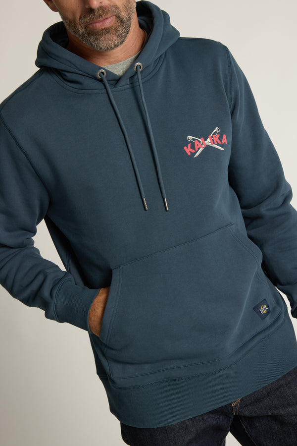 Legasea Kai Ika Hoodie in petrol blue, relaxed fit, additional view