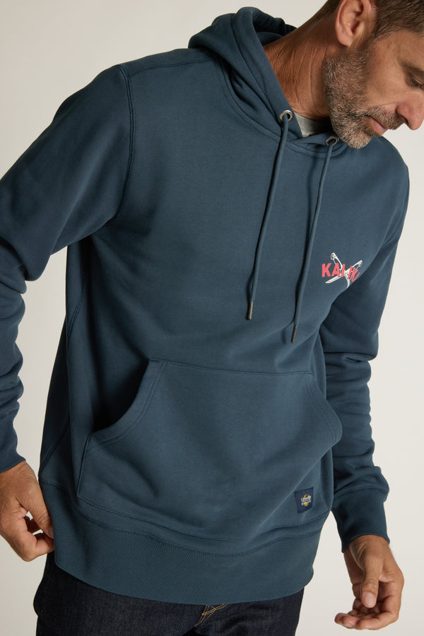 Legasea Kai Ika Hoodie in petrol blue, relaxed fit, additional view