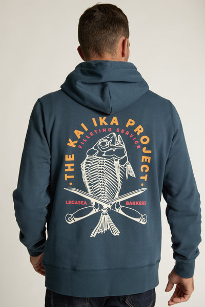 Legasea Kai Ika Hoodie in petrol blue, relaxed fit