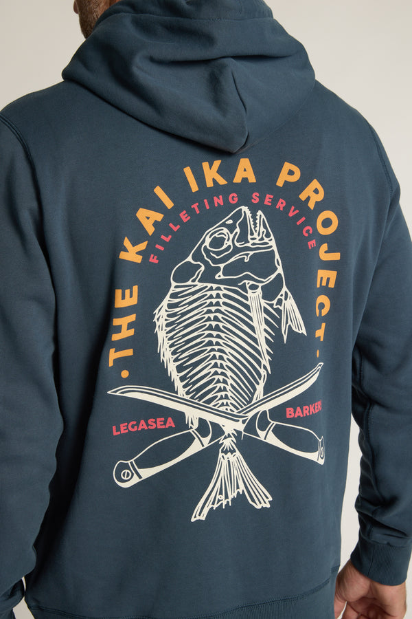 Legasea Kai Ika Hoodie in petrol blue, relaxed fit, additional view