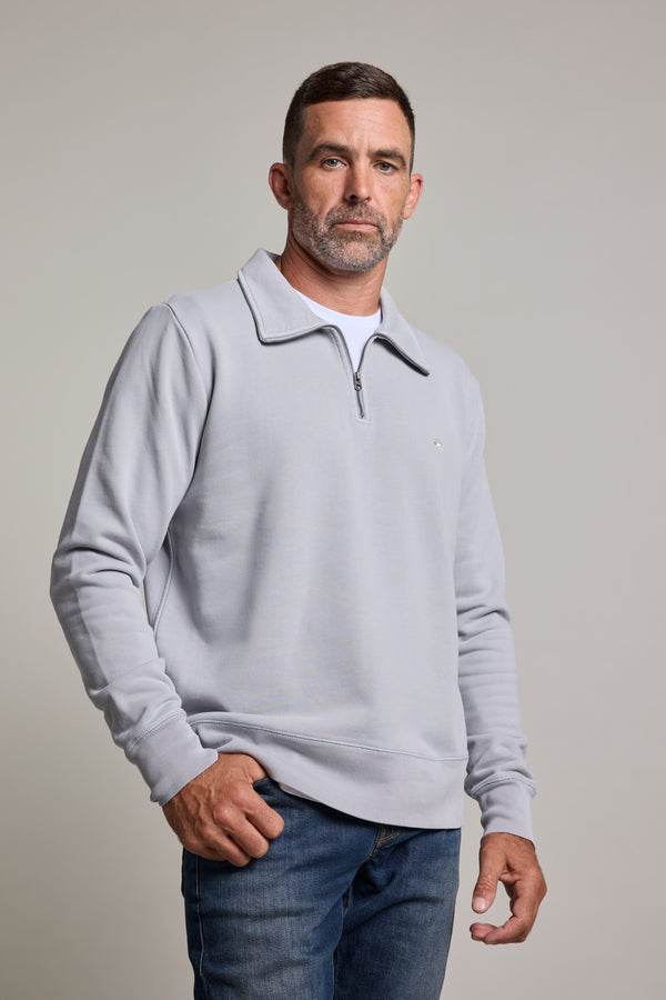Barkers Galway GD 1/4 Zip in silver, relaxed fit